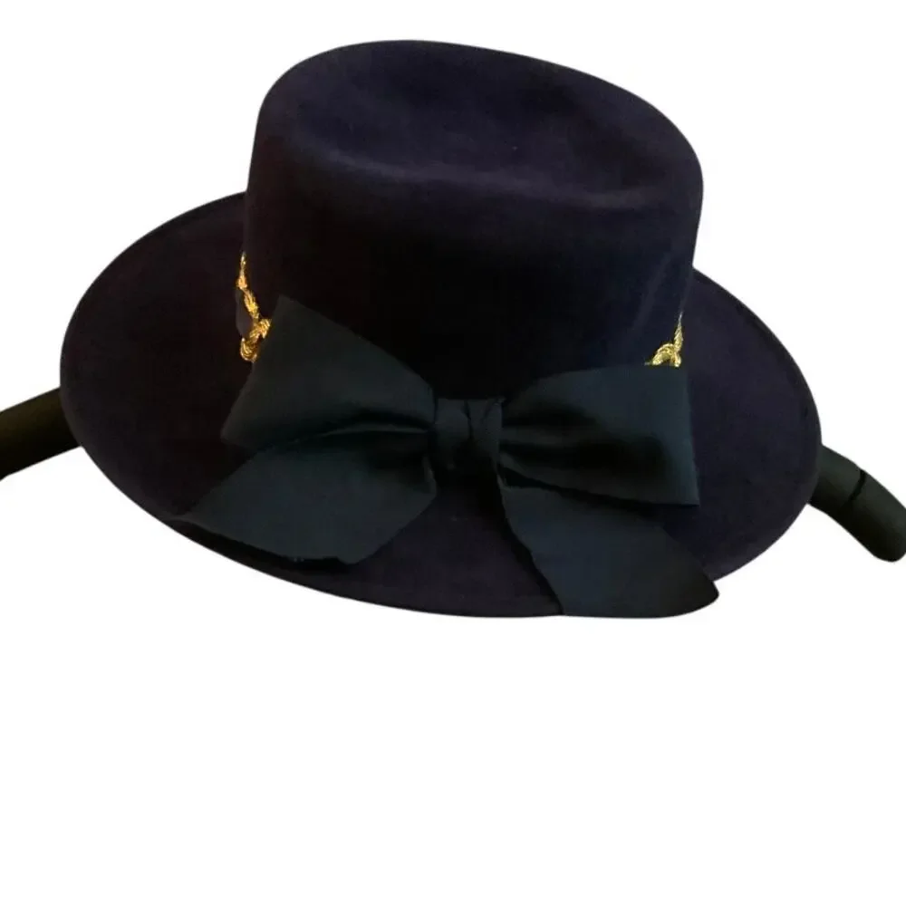 Eric Javits Vintage Purple and Gold Designer Bow Hat- Mardi Gras - Picture 3 of 5